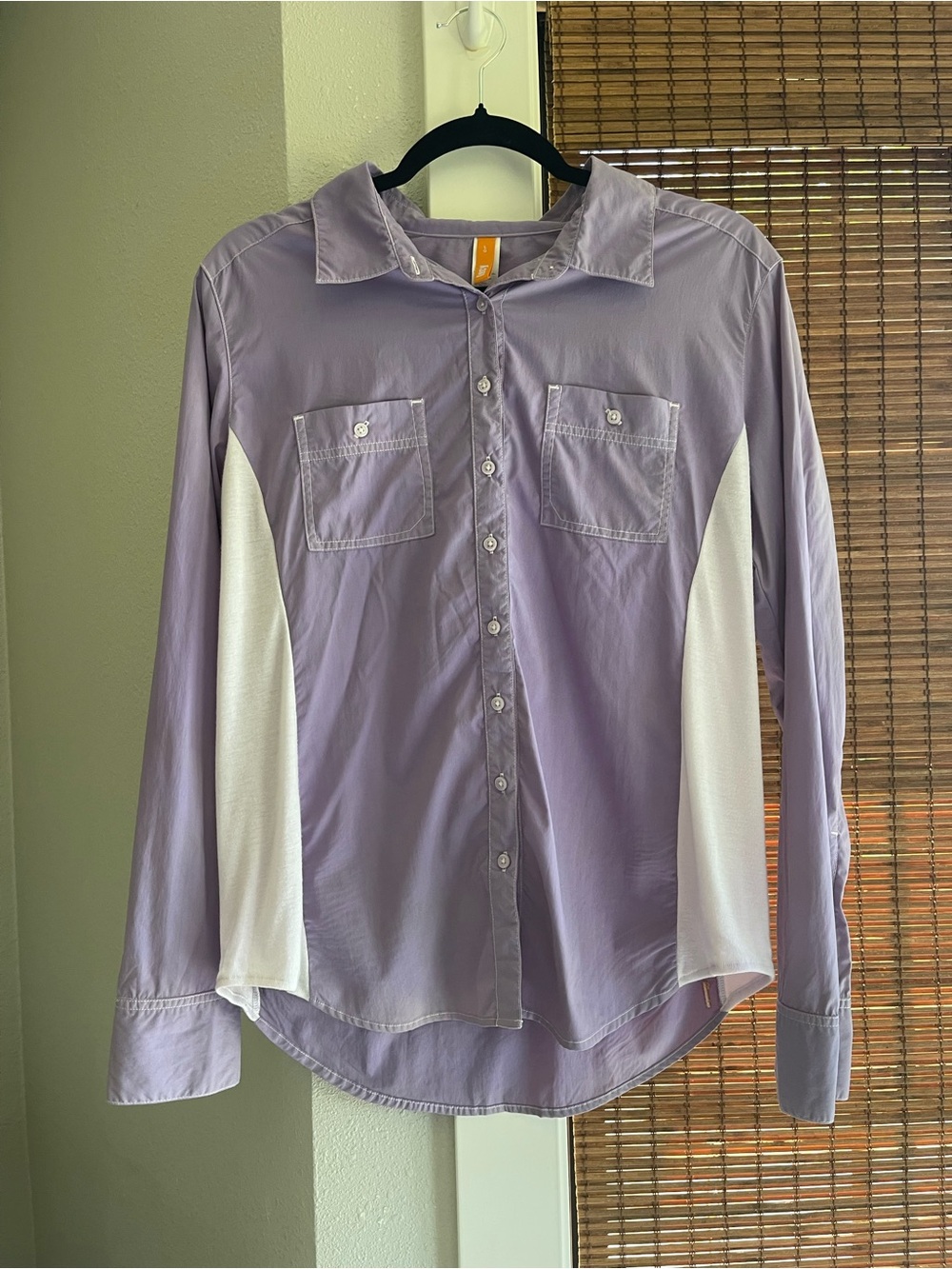 Lilac Button-Up Shirt with White Side Panels